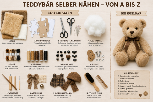 Teddybären selber nähen von A bis Z