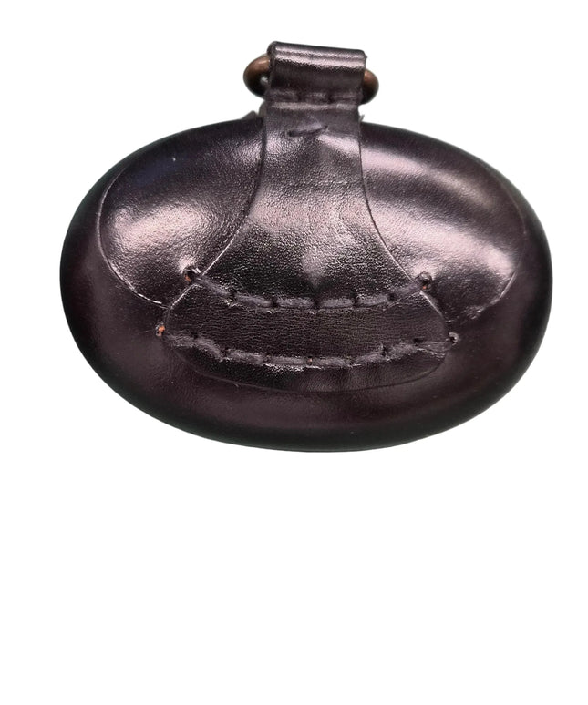 Münzbörse Leder oval schwarz mit Karabinerhaken - 11 x 7 cm gross