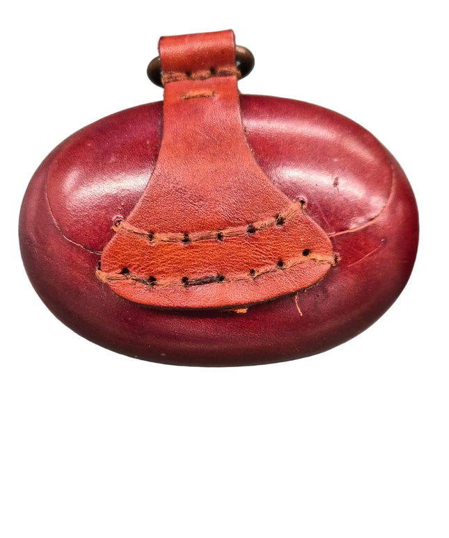 Münzbörse Leder oval schwarz mit Karabinerhaken - 11 x 7 cm gross