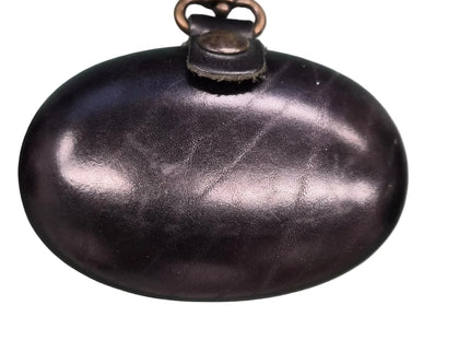 Münzbörse Leder oval schwarz mit Karabinerhaken - 11 x 7 cm gross