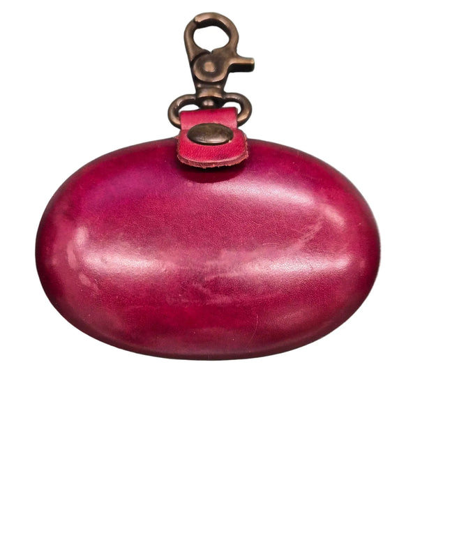 Münzbörse Leder oval schwarz mit Karabinerhaken - 11 x 7 cm gross