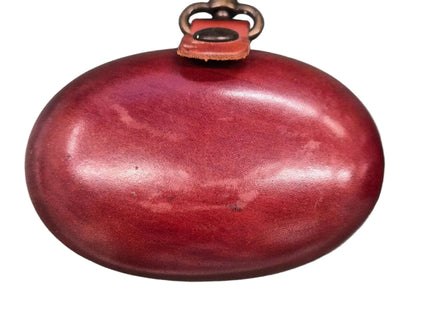 Münzbörse Leder oval schwarz mit Karabinerhaken - 11 x 7 cm gross