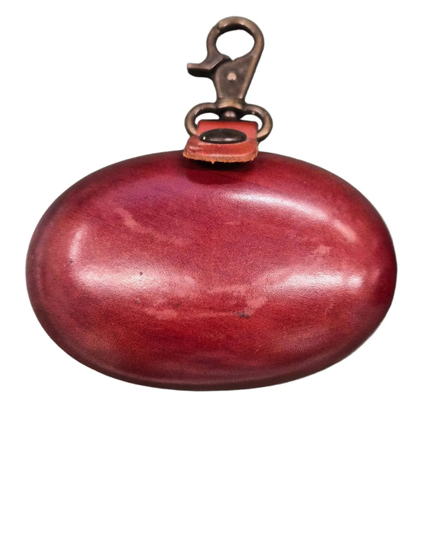 Münzbörse Leder oval schwarz mit Karabinerhaken - 11 x 7 cm gross