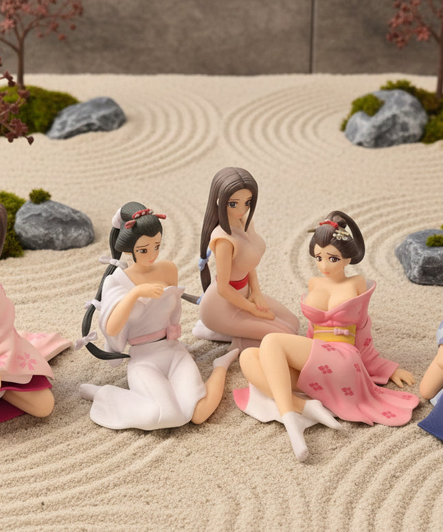 Seltenes Millennium DGP Tenzen Geisha Komplettset 5 Figuren Japan Gashapon Sammler RAR