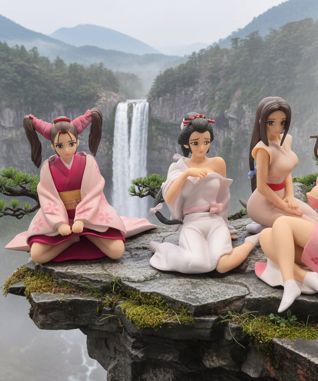 Seltenes Millennium DGP Tenzen Geisha Komplettset 5 Figuren Japan Gashapon Sammler RAR