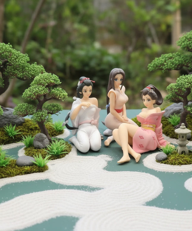 Seltenes Millennium DGP Tenzen Geisha Komplettset 5 Figuren Japan Gashapon Sammler RAR