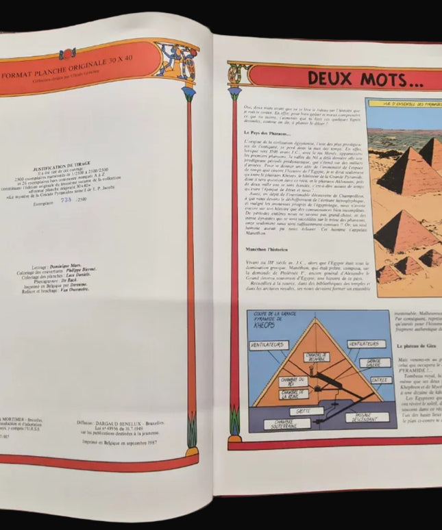 Blake et Mortimer – Le Mystère de la Grande Pyramide | Tirage de Tête / Tirage de Luxe 1987 – Diptychon complet  – Édition numérotée de collection
