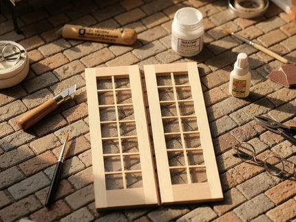 Doppel Terrassentüre aus Holz 1:12  Puppenhaus  Zubehör