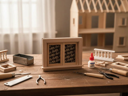 Doppelfenster aus Holz 1:12  Puppenhaus  Zubehör