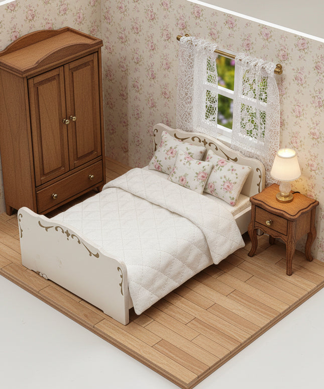 Doppelbett Rahmen 1:12  Puppenhaus  Zubehör
