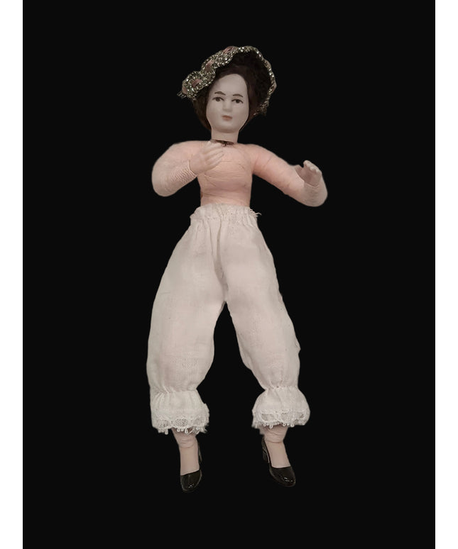 Miniaturpuppe "Die Dame" aus Porzellan für Puppenstube, 1:12
