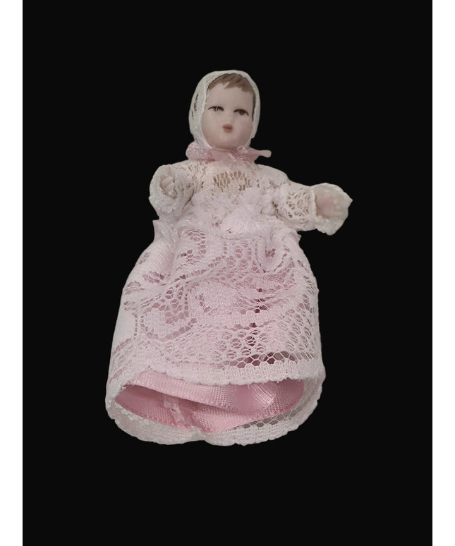 Miniaturpuppe "Das Baby" aus Porzellan für Puppenstube, 1:12