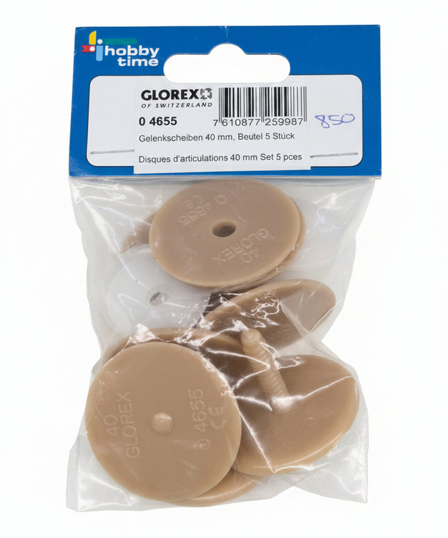 Glorex Teddybär Gelenkscheiben 40mm – 5er Pack