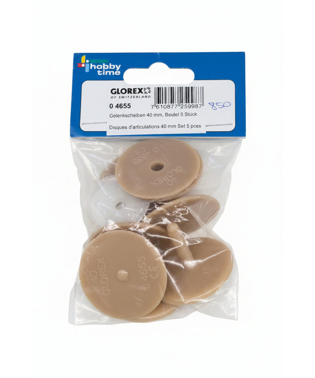 Glorex Teddybär Gelenkscheiben 40mm – 5er Pack
