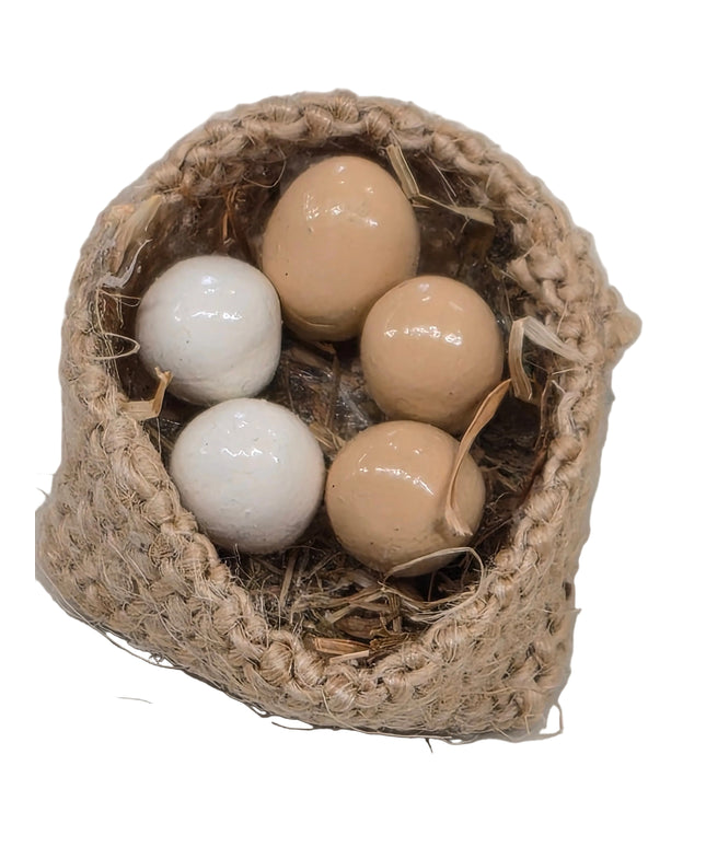 Eier im Jute Korb 1:12 – für das Puppenhaus
