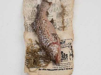 Ganzer Lachs auf Zeitung 1:12 – für das Puppenhaus