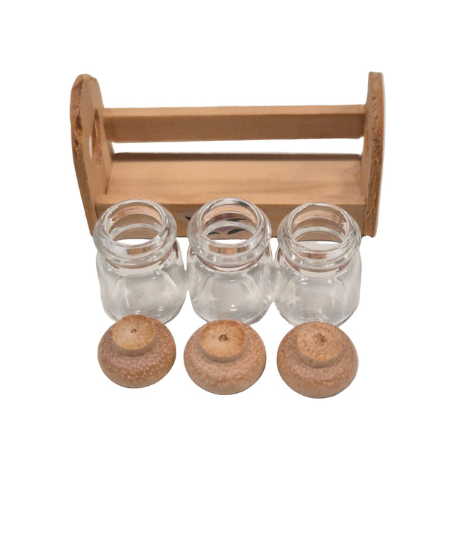 Einmachgläser mit Holzgestell 1:12 – für das Puppenhaus