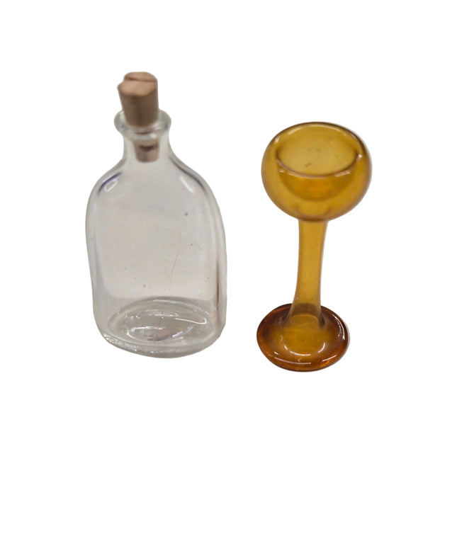 Flasche mit Glas 1:12 – für das Puppenhaus