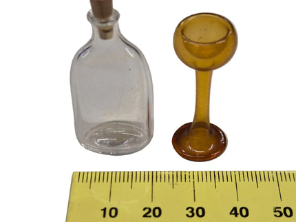 Flasche mit Glas 1:12 – für das Puppenhaus