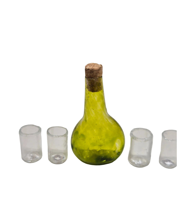 Flasche mit vier Gläser 1:12 – für das Puppenhaus