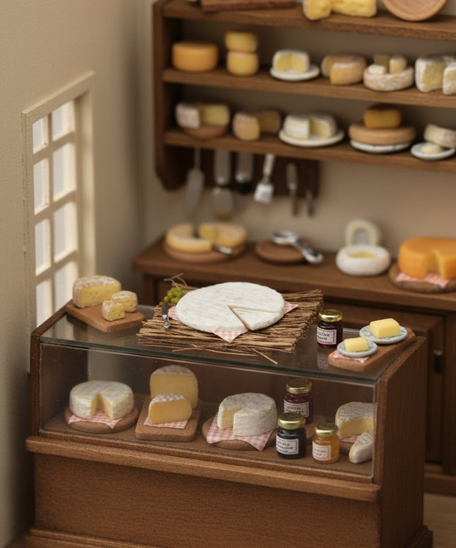 Brie Käse auf Strohmatte 1:12 Puppenhaus  Zubehör