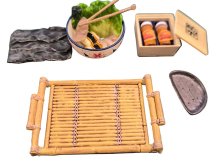 Ramen Set mit Bambus Tablet für Puppenhaus