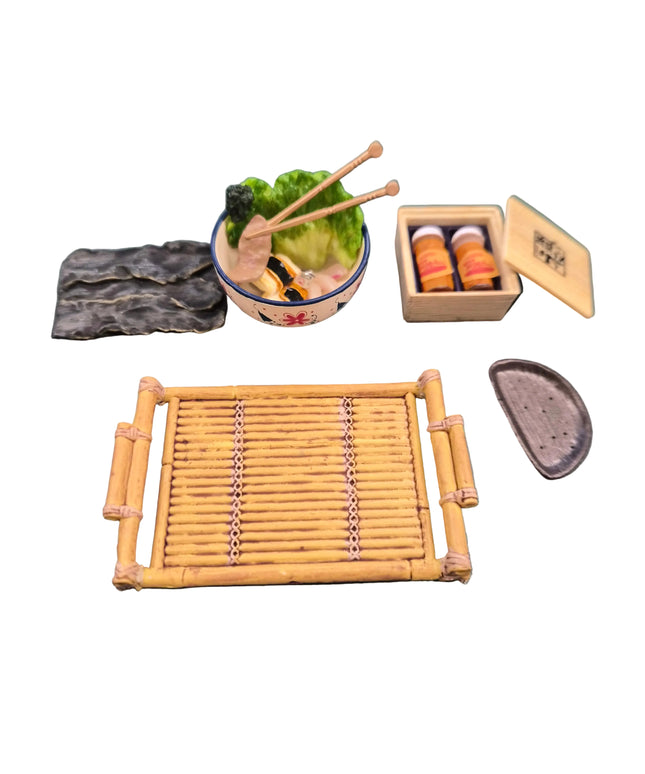 Ramen Set mit Bambus Tablet für Puppenhaus