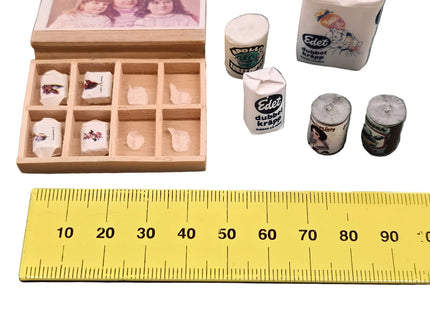 Seifenkästchen und Papierrollen Set für Puppenhaus 1:12