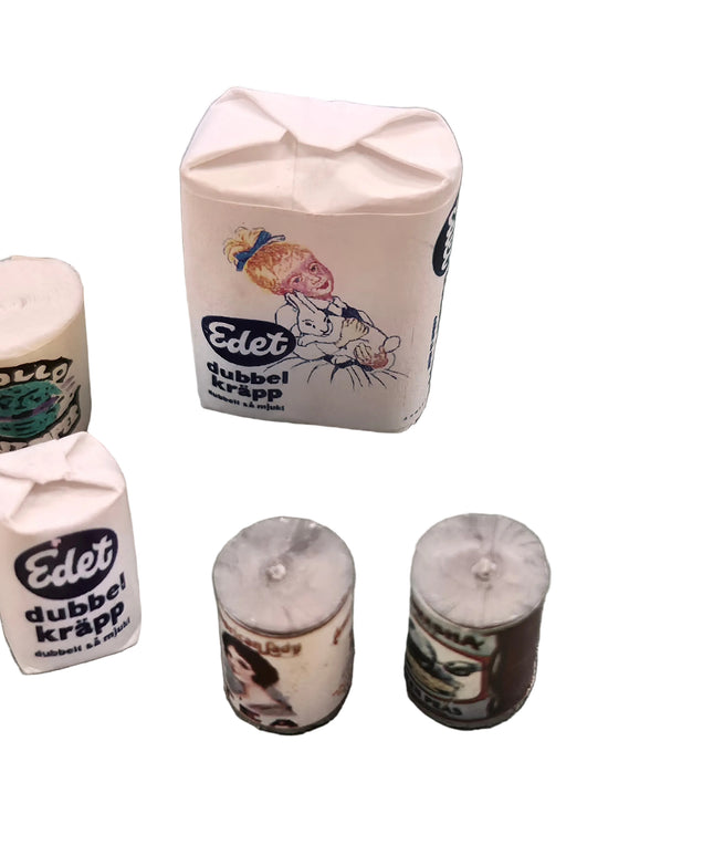 Seifenkästchen und Papierrollen Set für Puppenhaus 1:12