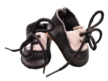 Puppen Schuhe Schwarz Weiss 6 cm „hochwertige Lederoptik“