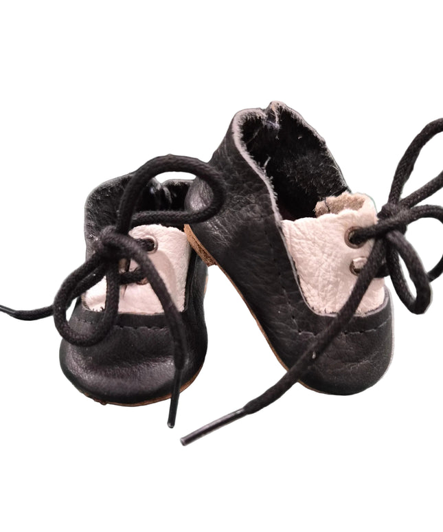 Puppen Schuhe Schwarz Weiss 6 cm „hochwertige Lederoptik“