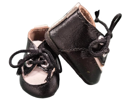 Heidi Ott – Puppen Schuhe Schwarz-Weiss 5 cm – Hochwertige Lederoptik