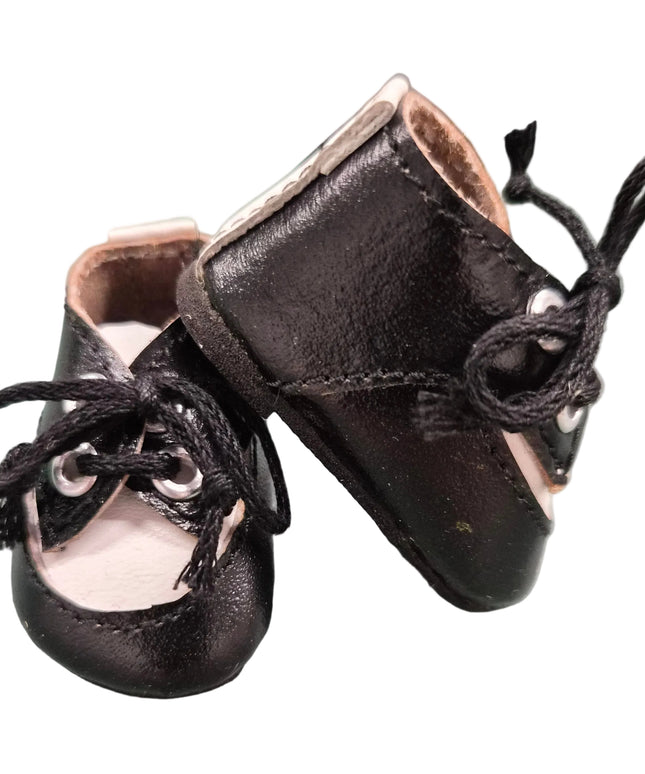 Heidi Ott – Puppen Schuhe Schwarz-Weiss 5 cm – Hochwertige Lederoptik