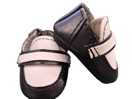 Heidi Ott Puppen Schuhe Schwarz Weiss 5 cm – Kunstleder