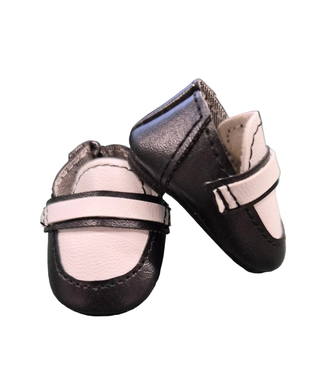Heidi Ott Puppen Schuhe Schwarz Weiss 5 cm – Kunstleder
