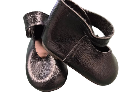 Puppen Schuhe Schwarz 6 cm - Kunstleder - Druckknopfverschluss