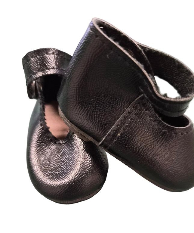 Puppen Schuhe Schwarz 6 cm - Kunstleder - Druckknopfverschluss