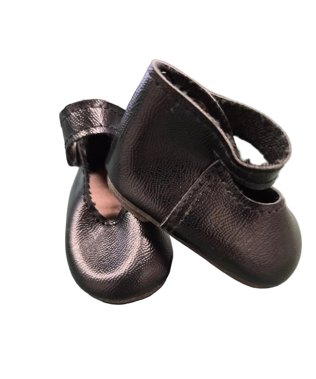 Puppen Schuhe Schwarz 6 cm - Kunstleder - Druckknopfverschluss