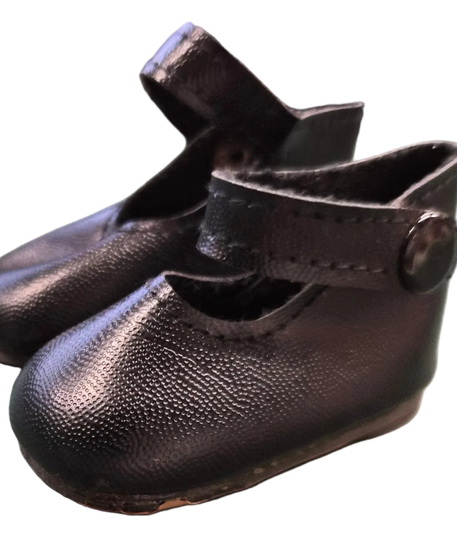 Puppen Schuhe Schwarz 6 cm - Kunstleder - Druckknopfverschluss