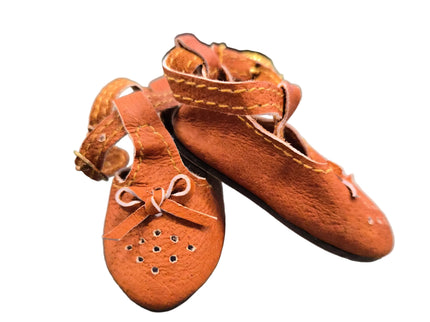 Puppen Halb Schuhe Braun 6cm Echtleder