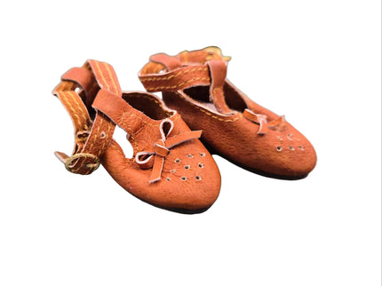Puppen Halb Schuhe Braun 6cm Echtleder
