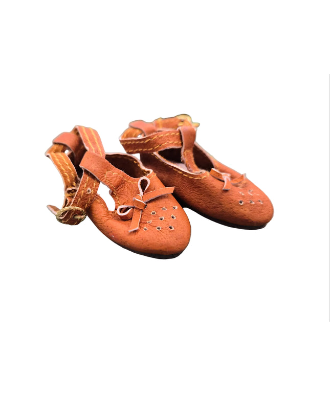Puppen Halb Schuhe Braun 6cm Echtleder