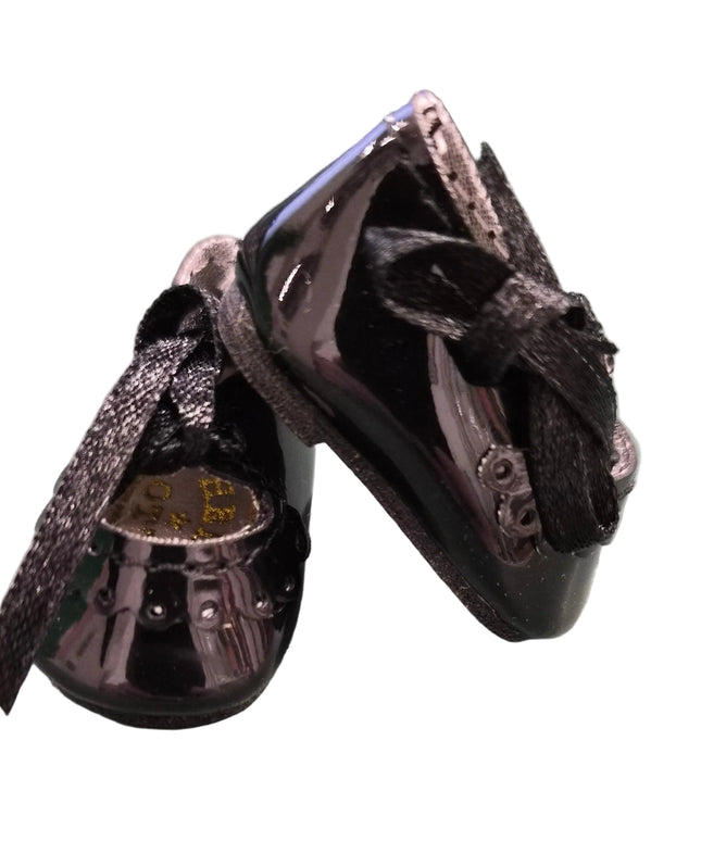 Puppen Schuhe Schwarz 4cm – Kunstleder Lack