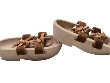 Puppen Sandalen aus Holz mit Lederbändel