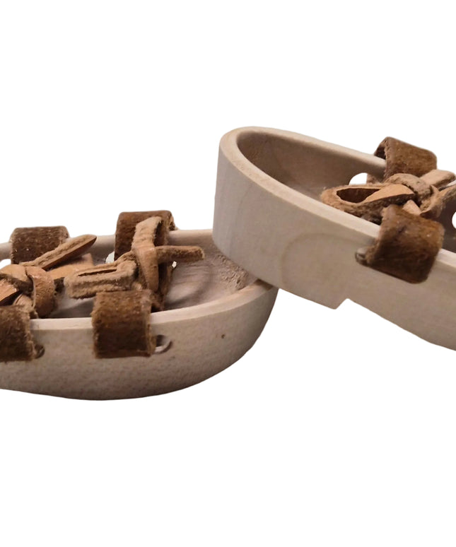 Puppen Sandalen aus Holz mit Lederbändel