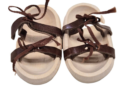 Puppen Sandalen aus Holz mit Lederbändel