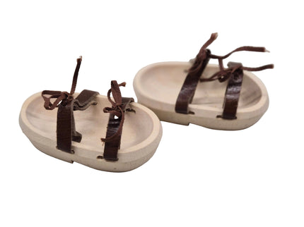 Puppen Sandalen aus Holz mit Lederbändel