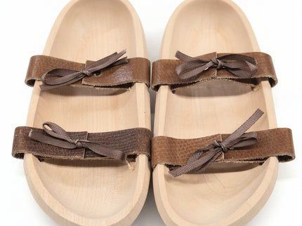 Puppen Sandalen aus Holz mit Lederbändel