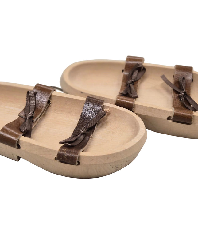Puppen Sandalen aus Holz mit Lederbändel