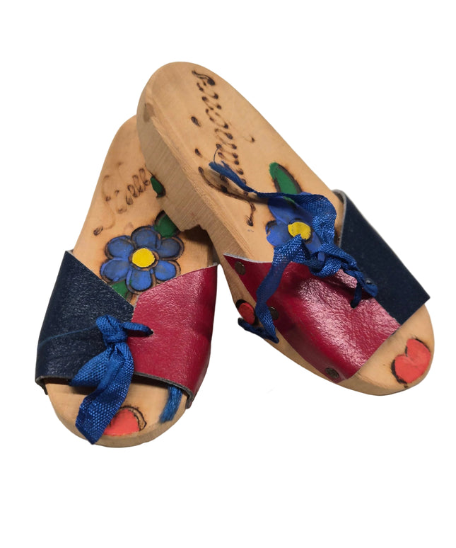 Puppen Sandalen aus Holz mit Lederbändel